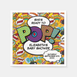 Bereit zum Platzen Baby Shower Lustiges Comic Buch Serviette
