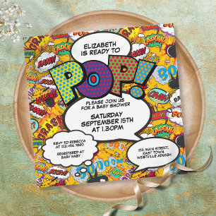 Bereit zum Platzen Baby Shower Moderne Comic-Serie Einladung