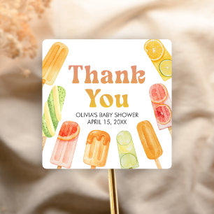 Bereit zum Platzen Eis am Stiel Baby Shower Quadratischer Aufkleber