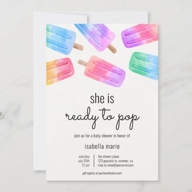 Bereit zum Platzen Popsicle Babyshower Einladung (Vorderseite)