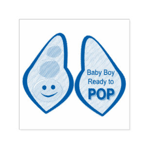 Bereit zum Pop Baby Boy Blue Pea Baby Dusche Permastempel