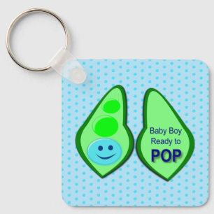 Bereit zum Pop Baby Boy Blue Pea Baby Dusche Schlüsselanhänger