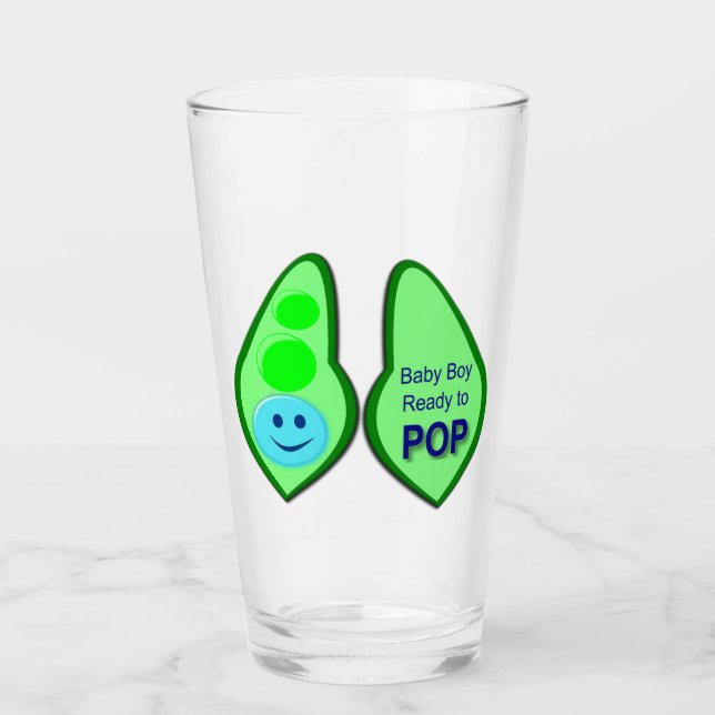 Bereit zum Pop Baby Boy Blue Pee Glas (Vorderseite)