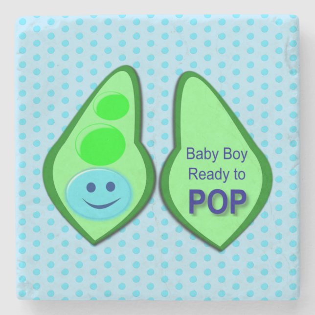 Bereit zum Pop Baby Boy Blue Pee Steinuntersetzer (Vorderseite)