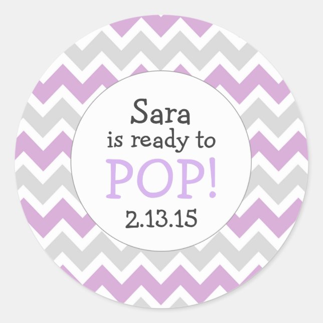 Bereit zum Pop Baby Duwer Gefallen / Lavendel Zick Runder Aufkleber (Vorderseite)