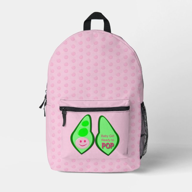 Bereit zum Pop Baby Girl Pink Pea Bedruckter Rucksack (Vorderseite)