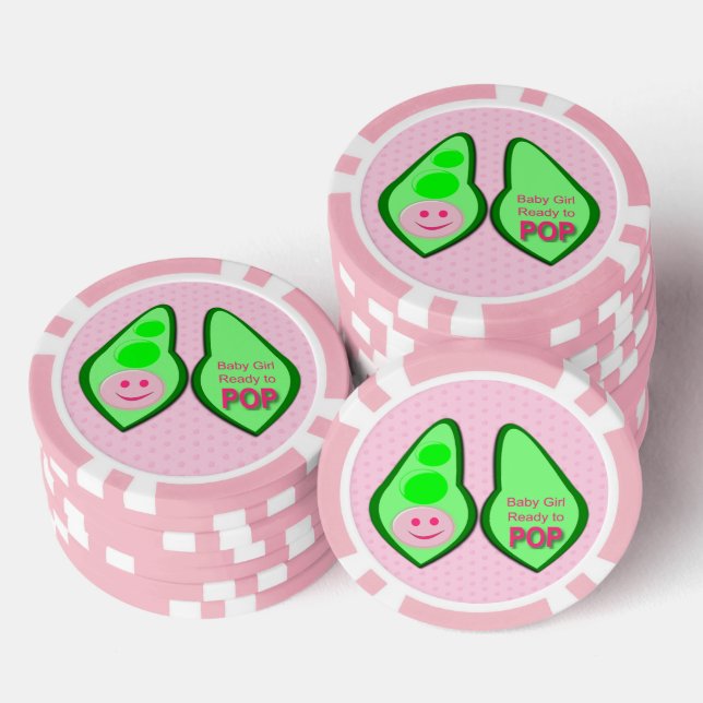 Bereit zum Pop Baby Girl Pink Pea Pokerchips (Stapel)