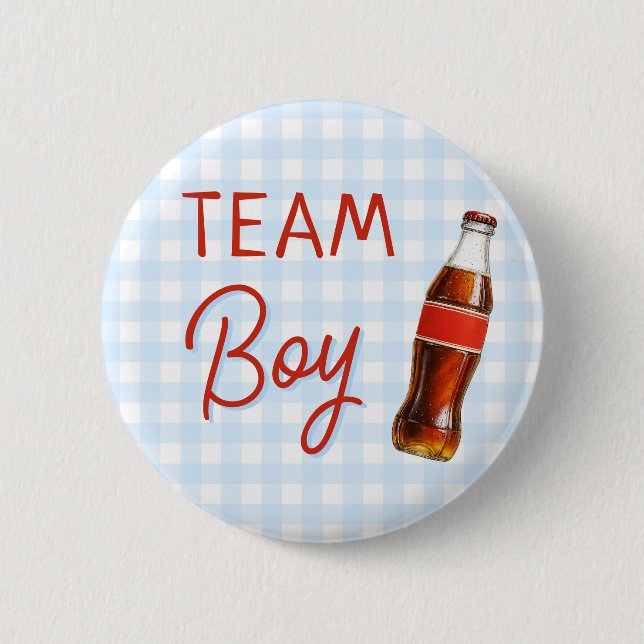 Bereit zum Pop Baby Shower Team Boy Button (Vorderseite)