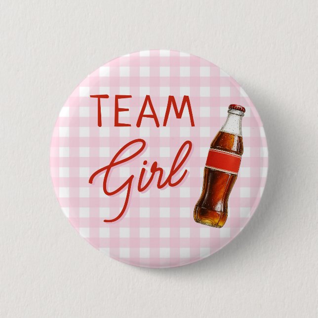 Bereit zum Pop Baby Shower Team Girl Button (Vorderseite)