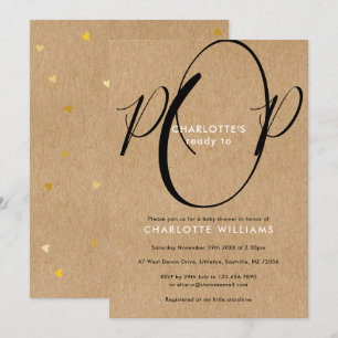 Bereit zum Pop Babydusche Chic Script Rustic Kraft Einladung