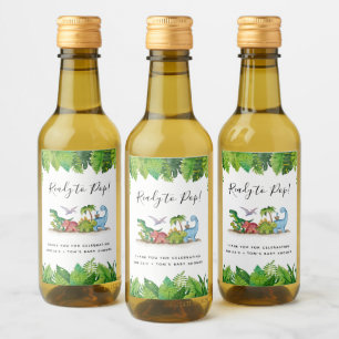 Bereit zum Pop, Babydusche nach Dinosaurier-Motive Weinetikett