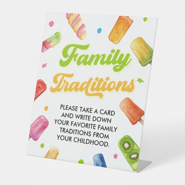 Bereit zum Pop Babydusche Popscle Familientraditio Sockelschild (Vorderseite)