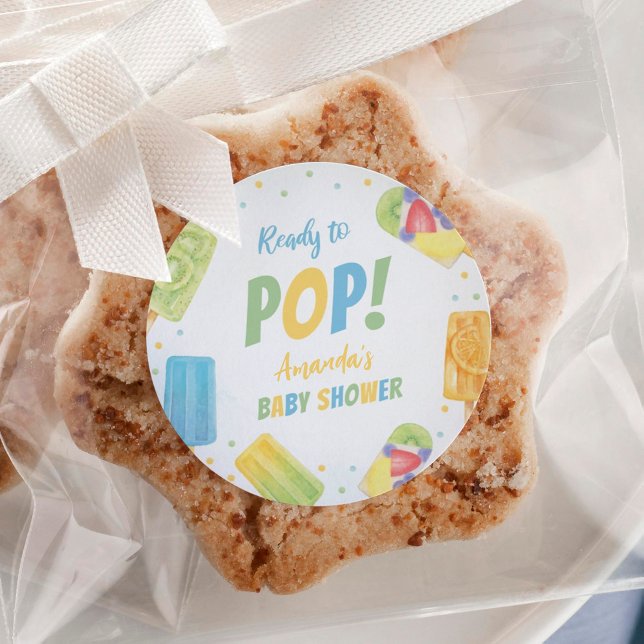 Bereit zum Pop Babydusche Popsim Sommer Party Runder Aufkleber (Von Creator hochgeladen)
