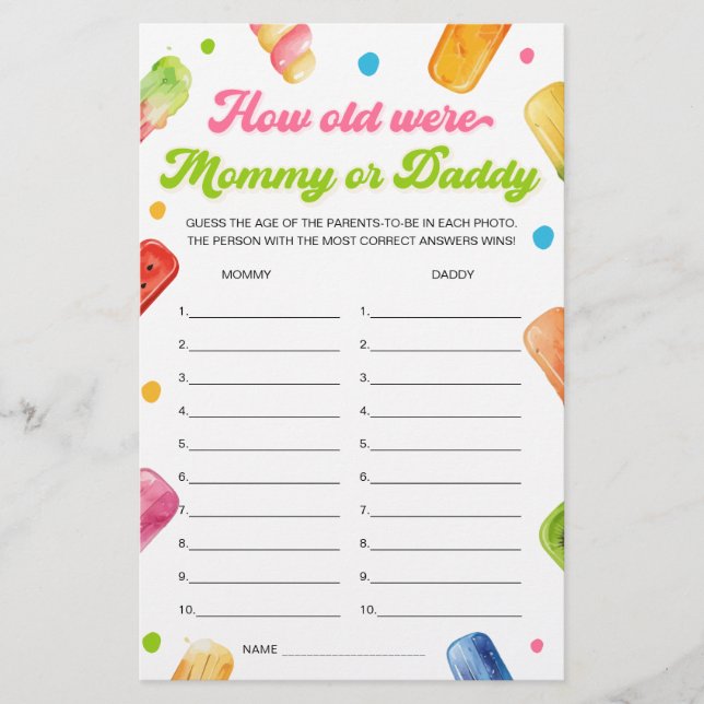 Bereit zum Pop Babydusche raten Sie das Alter Spie (Vorderseite)