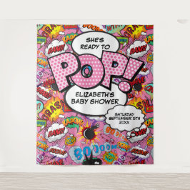 Bereit zum Pop Babydusche Rosa Foto Hintergrund Wandteppich