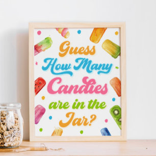 Bereit zum Pop Babydusche schätzen, wie viele Cand Poster