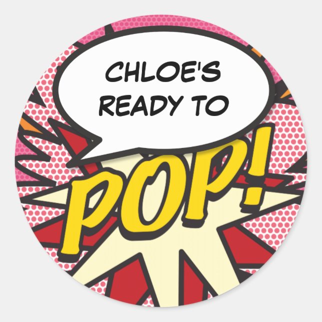Bereit zum POP! Babydusche Sprinkle Runder Aufkleber (Vorderseite)