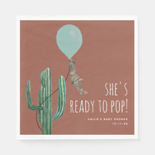 Bereit zum Pop Balloon Cactus Terracotta Boy Baby Serviette