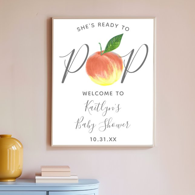 Bereit zum Pop | Begrüßungszeichen Peach Baby Dusc Poster (Von Creator hochgeladen)