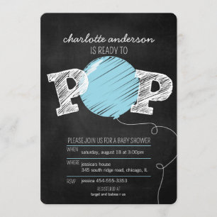 Bereit zum Pop Blue Balloon Boy Baby Dusche laden Einladung