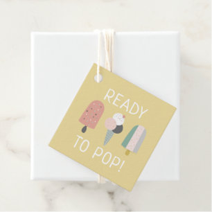 Bereit zum Pop-Boho-Baby-Shower-Gunstanhänger Senf Geschenkanhänger