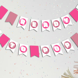 Bereit zum Pop Bubblegum Pink Girl Baby Dusche Wimpelkette