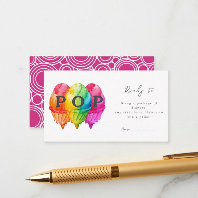 Bereit zum Pop Eiscreme Gradient Pink Babydusche Begleitkarte (Vorderseite/Rückseite Beispiel)
