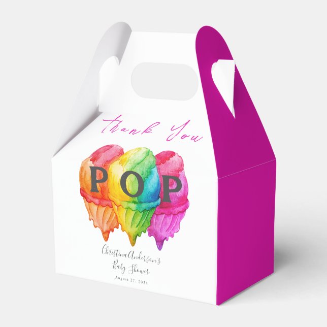 Bereit zum Pop Eiscreme Gradient Pink Babydusche Geschenkschachtel (Vorderseite)