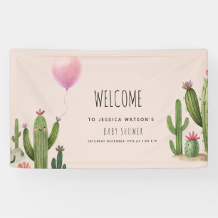 Bereit zum Pop Girl Balloon Cactus Green Baby Show Banner
