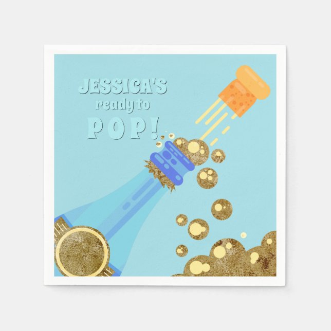 Bereit zum Pop Gold Champagne Baby Blue Dusche Serviette (Vorderseite)