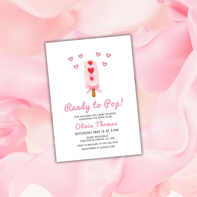 Bereit zum Pop Herzklopfen Eiscreme Babydusche Einladung (Ready To Pop Heart Bow Ice Cream Baby Shower Invitation)