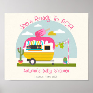 Bereit zum Pop Ice Pop Truck Girl Babydusche Poster