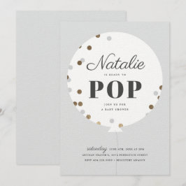 Bereit zum Pop Konfetti Ballon graue Babydusche Einladung