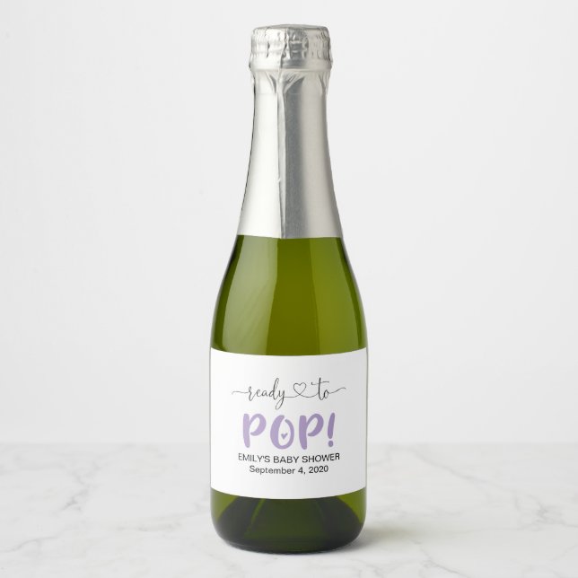 Bereit zum Pop Lila Mini Sparkling Weinflasche Lab (Vorderseite)