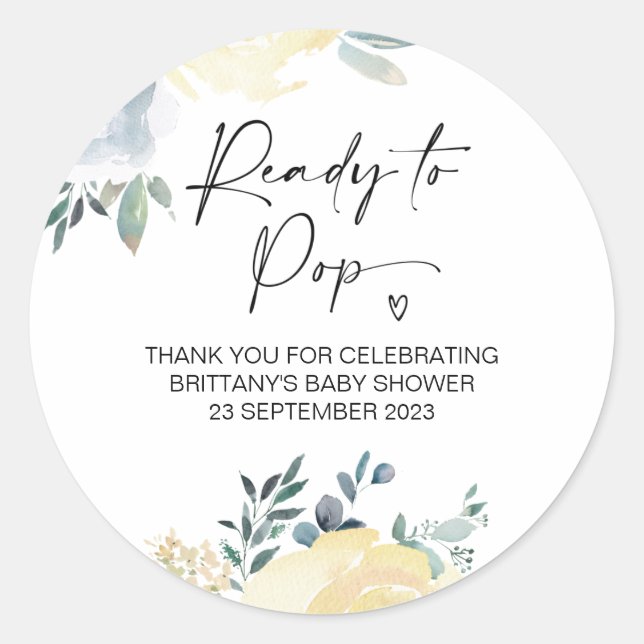 Bereit zum Pop Niedliche Babydusche Gefallen Blume Runder Aufkleber (Vorderseite)
