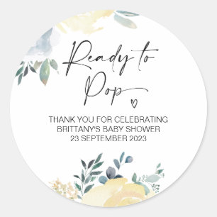 Bereit zum Pop Niedliche Babydusche Gefallen Blume Runder Aufkleber