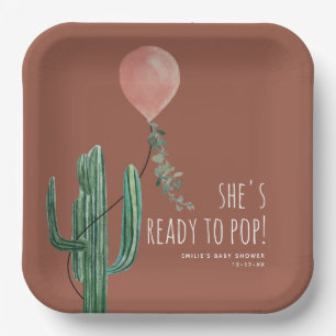 Bereit zum Pop Pink Balloon Cactus Girl Parco dell Pappteller