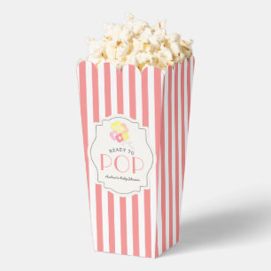 Bereit zum Pop Pink Stripe Girl Babydusche Popcorn Geschenkschachtel