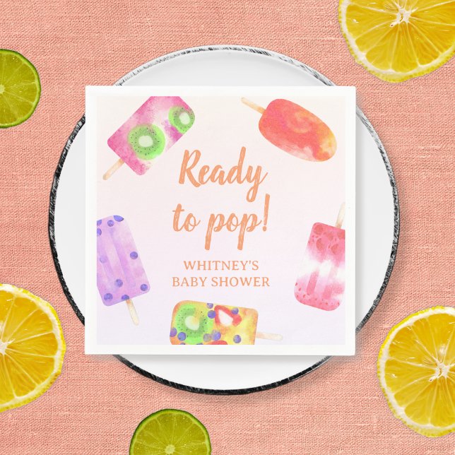 Bereit zum Pop Popsicolor Kinderdusche Serviette (Ready To Pop Popsicle Watercolor Baby Shower Napkins)