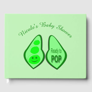 Bereit zum Pop Schwangere, grüne Pea Baby Dusche Gästebuch