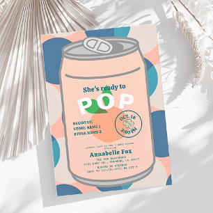 Bereit zum Pop Soda Pop Can Pink Girl Babydusche Einladung