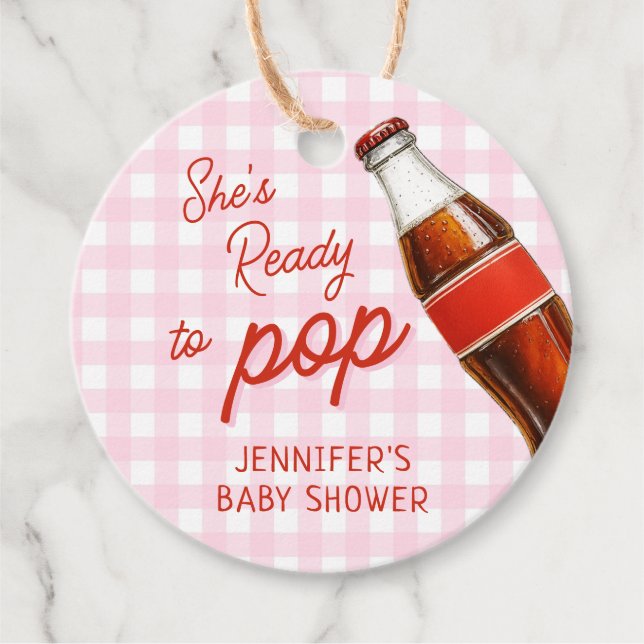 Bereit zum Pop Soda Pop Cola Girl Babydusche Geschenkanhänger (Vorderseite)
