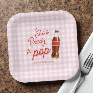 Bereit zum Pop Soda Pop Cola Girl Babydusche Pappteller