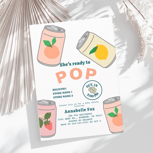 Bereit zum Pop Soda Pop Dosen Pink Girl Babydusche Einladung (Von Creator hochgeladen)