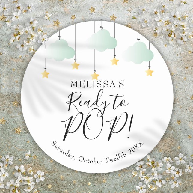 Bereit zum POP Twinkle Twinkle Babydusche Runder Aufkleber (Ready To POP Twinkle Twinkle Baby Shower Classic Round Sticker)