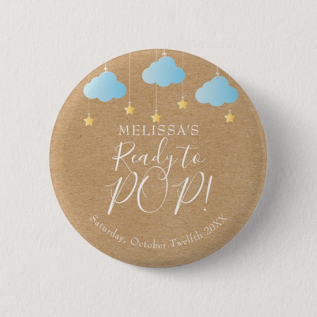 Bereit zum POP Twinkle Twinkle Blue Rustic Kraft Button (Vorderseite)