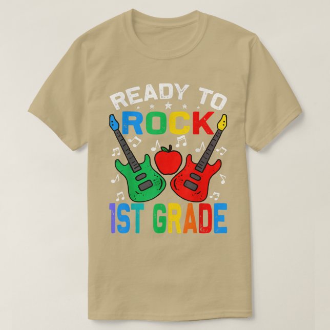 Bereit zum Rock 1. Klasse zurück zur Schulgitarre  T-Shirt (Design vorne)