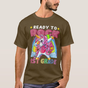 Bereit zum Rock 1st Grade Dabbing Einhorn zurück z T-Shirt