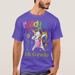 Bereit Zum Rocken 6. Klasse Dabbing-Einhorn Zurück T-Shirt