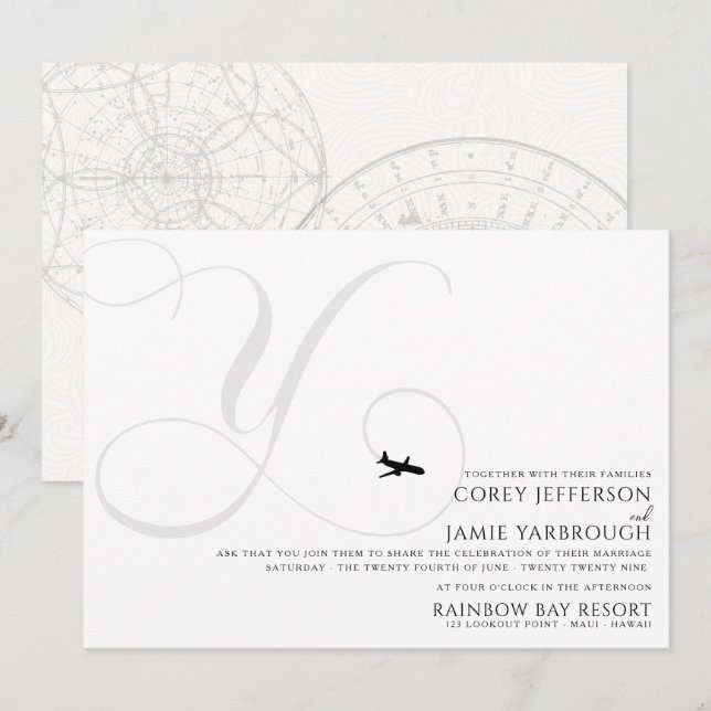 Bereit zum Start Y Einladung zur Hochzeit (Vorne/Hinten)